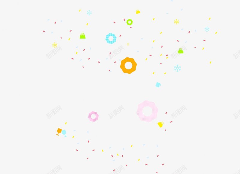 悬浮的碎片png免抠素材_新图网 https://ixintu.com 小花环 杯子 手提包 碎片 彩条 颗粒 彩色颗粒 飞溅 飞絮 飘浮 庆典周年 周年庆祝