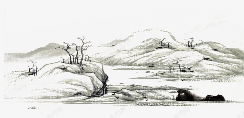 雅致中国山水墨画装饰古风中国风png免抠素材_新图网 https://ixintu.com 古风中国风 装饰 雅致中国山水墨画