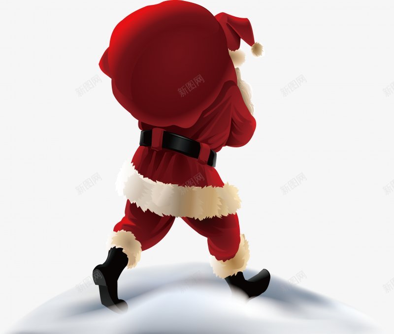圣诞老人png免抠素材_新图网 https://ixintu.com 圣诞老人 老人 圣诞节 圣诞树 节日 走路 背影