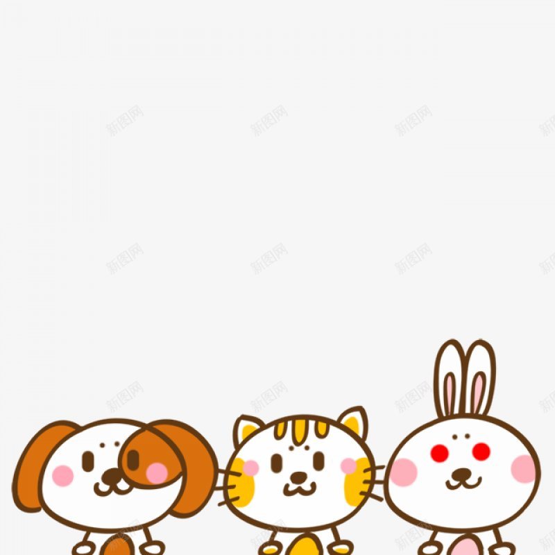 手绘三只小动物组合插画png免抠素材_新图网 https://ixintu.com 卡通插画 扁平化 可爱 微笑 小猫 小兔 小狗 精美绘画 黄色 粉色 棕色 飘亮 手绘 艺术 快乐 欢乐 简笔画 水彩涂 插画