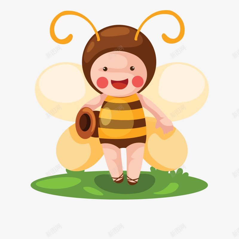 卡通蜜蜂小孩节日节日png免抠素材_新图网 https://ixintu.com 卡通蜜蜂小孩 节日节日