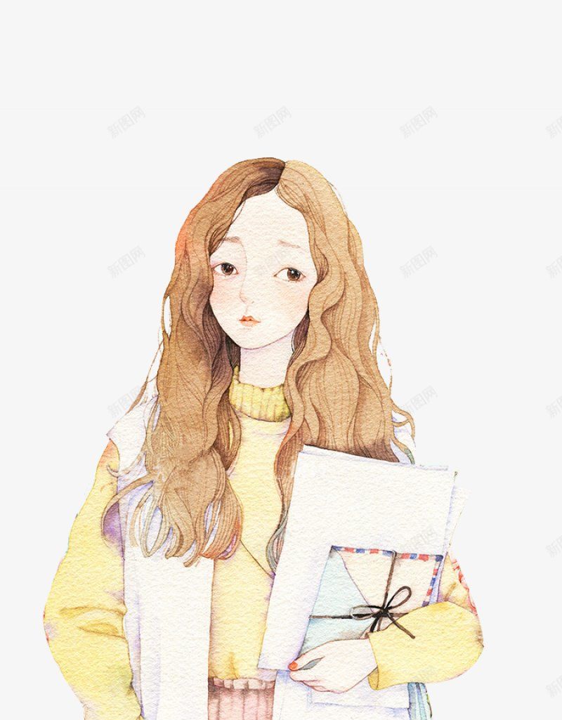 卡通手绘人物女孩韩式水彩手绘插画png免抠素材_新图网 https://ixintu.com 卡通手绘人物女孩 韩式水彩手绘插画