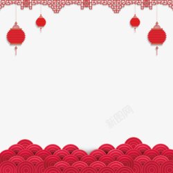图中国风新年春节灯笼云纹系列素材