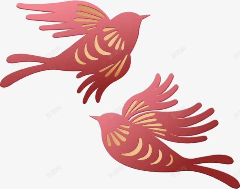 春节过年中国风传统飞鸟元素png免抠素材_新图网 https://ixintu.com 中国风传统年味 促销 活动 海报漂浮 灯笼 祥云 福 节日海报公告 花 装饰