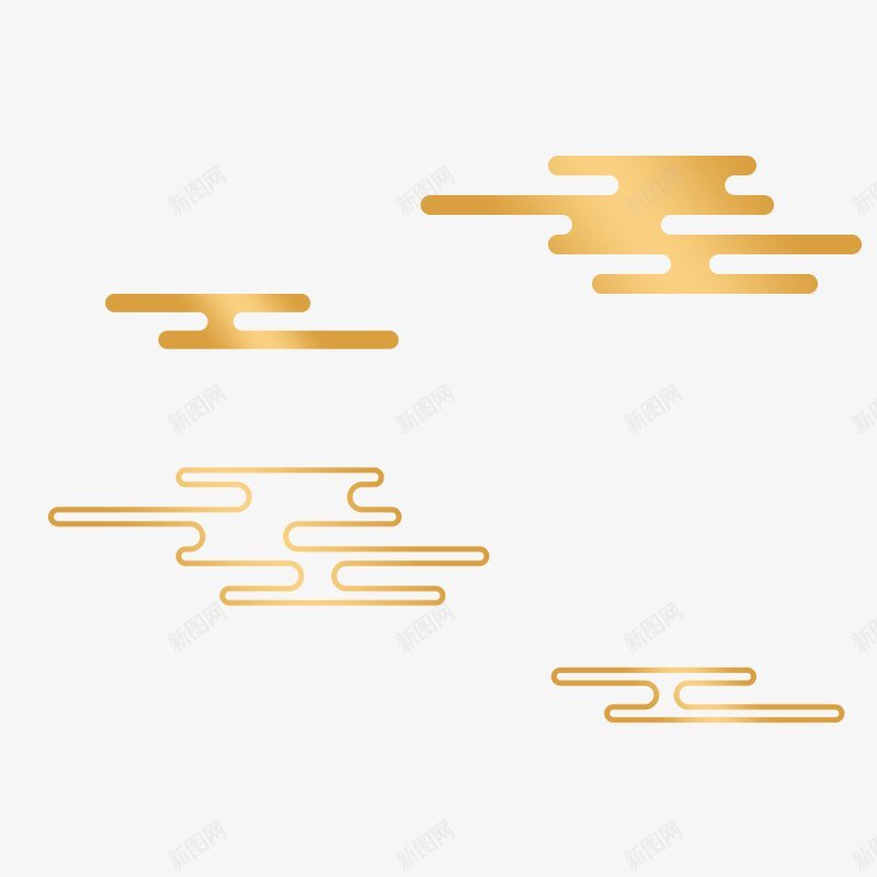 中国风古典传统烫金云纹png免抠素材_新图网 https://ixintu.com 中国风 中式 国潮 复古 新年 祥云 花纹 质感 金色