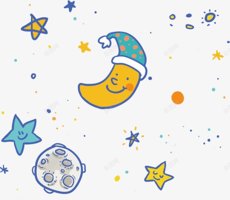 卡通可爱星星月亮PNS透明底png免抠素材_新图网 https://ixintu.com PNS透明底 卡通可爱 星星月亮