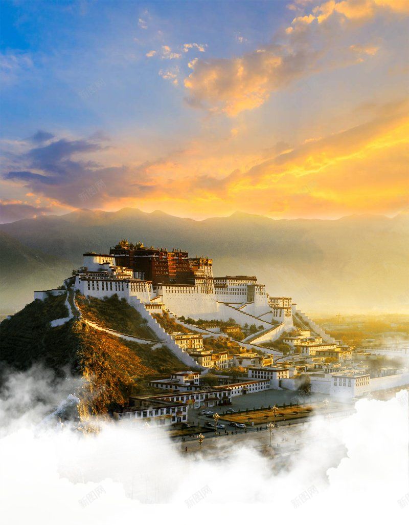 蓝天白云风景黄昏宫殿建筑西藏蓝天白云风景黄昏宫殿宫jpg设计背景_新图网 https://ixintu.com 中华人民共和国西藏自治区 中国西藏 宫殿 宫殿建筑 建筑 白云 背景图 自然风景 蓝天 蓝天白云 西藏 风景 黄昏