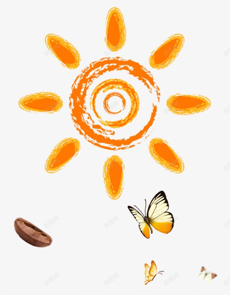 卡通太阳咖啡豆蝴蝶小集中营png免抠素材_新图网 https://ixintu.com 卡通太阳咖啡豆蝴蝶小 集中营