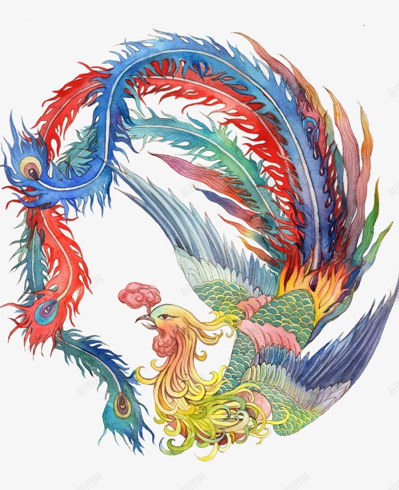 手绘卡通美丽的火凤凰插画png免抠素材_新图网 https://ixintu.com 水彩凤凰 凤凰 卡通 动物 卡通凤凰 彩色凤凰 火凤凰 翅膀 装饰 美丽 设计 绘图 飞舞凤凰