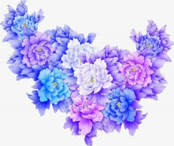 唯美鲜花花卉花朵艺术插画紫色蓝色唯美的3素材