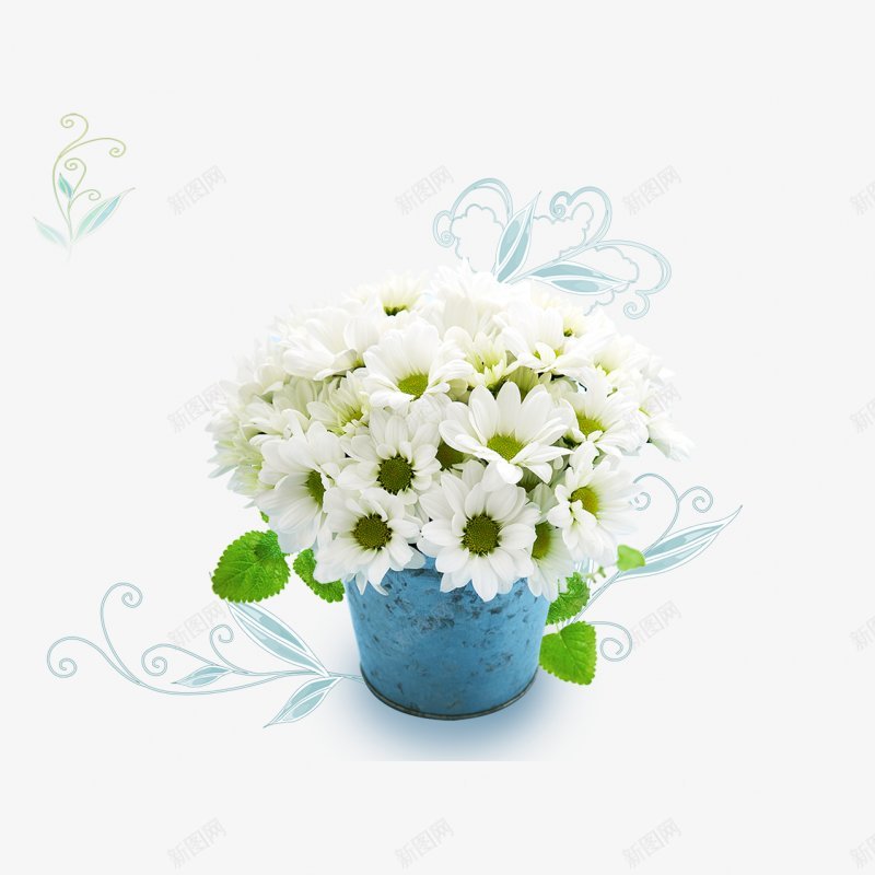 花瓶白色小花图png免抠素材_新图网 https://ixintu.com 免扣花瓶白色小花 图