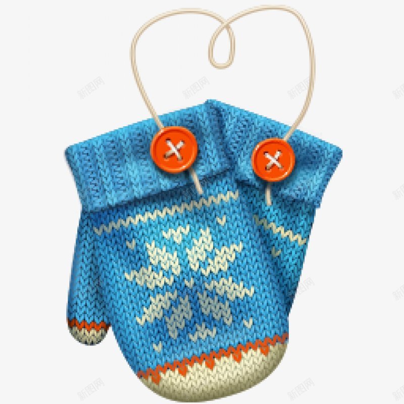 手绘蓝色雪花手套装饰绘画图png免抠素材_新图网 https://ixintu.com 手套 蓝色雪花手套 一双 保暖手套 白色细绳 橙色纽扣 清新 可爱 绘画图