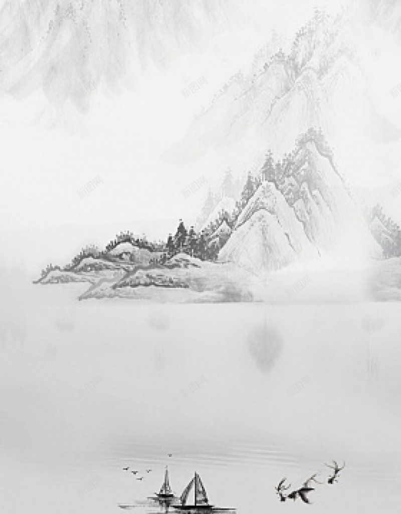 山水画欣赏免费H5jpg设计背景_新图网 https://ixintu.com 免费H5 山水画欣赏