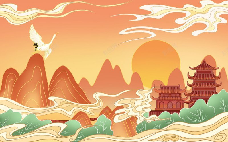 复古国潮风插画插画jpg设计背景_新图网 https://ixintu.com 复古国潮风插画 插画