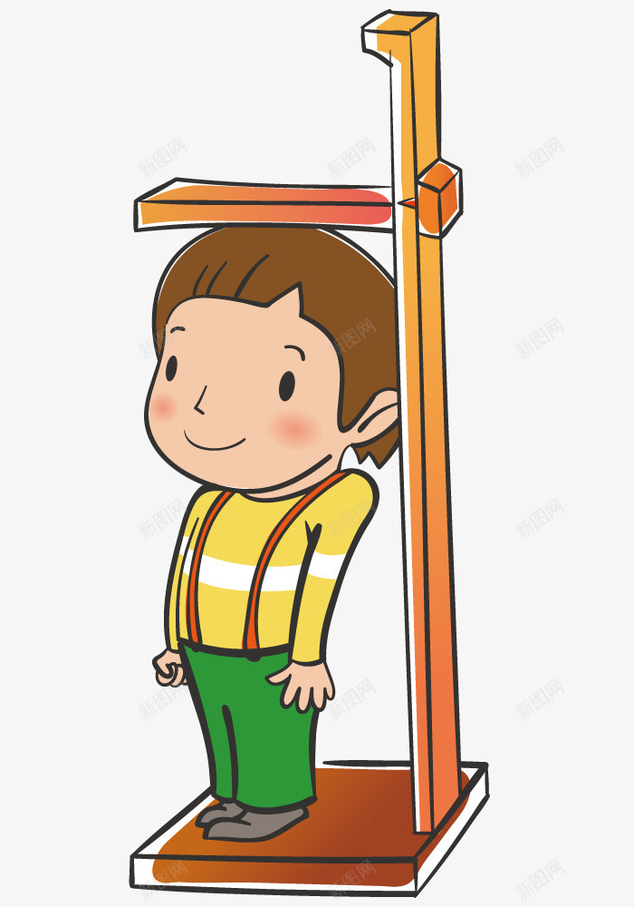 量身高的男孩png免抠素材_新图网 https://ixintu.com 卡通 手绘 插画 男孩 身高