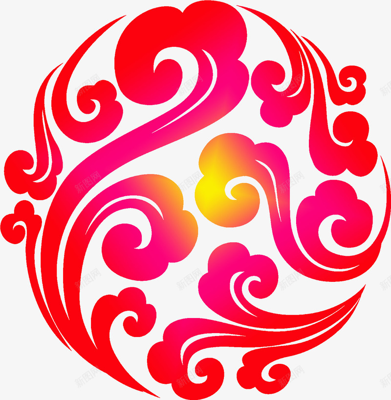 国风红色渐变云纹png免抠素材_新图网 https://ixintu.com 中国风 云纹 手绘的 渐变的 矢量的 红色云纹 红色的 装饰