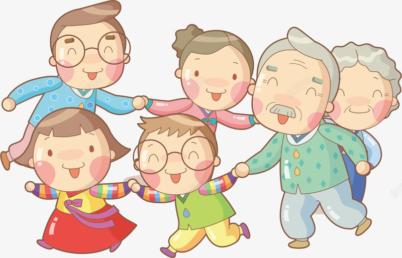 爷孙全家同乐png免抠素材_新图网 https://ixintu.com 全家人 卡通人物 小孩 老婆婆卡通 老爷爷老奶奶