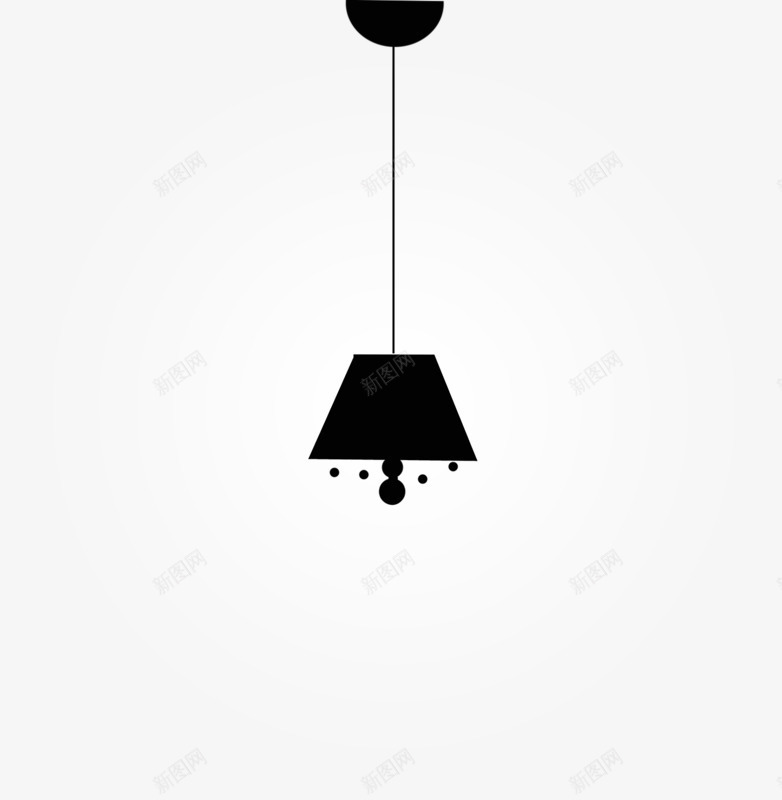 黑色简单吊灯图标png_新图网 https://ixintu.com 吊灯 手绘 简图 绳子 黑色
