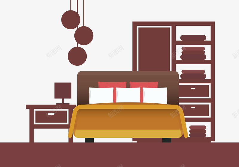 房屋装修png免抠素材_新图网 https://ixintu.com 书柜 台灯 格局 设计