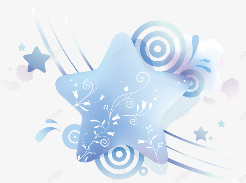 一颗星矢量图ai免抠素材_新图网 https://ixintu.com 圈圈 蓝光 蓝色星星 矢量图