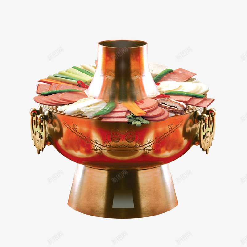 午餐美食红汤火锅png免抠素材_新图网 https://ixintu.com 午餐 午餐肉 红汤火锅 美食 蔬菜 辣椒油 金针菇 鸳鸯锅
