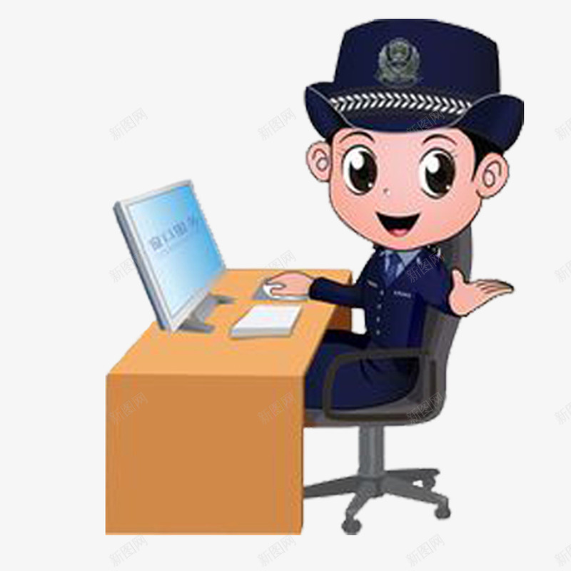 办公桌元素png免抠素材_新图网 https://ixintu.com 办公桌 卡通 安全员 电脑