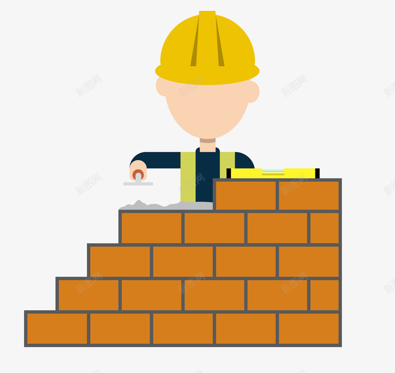 砌墙装修工人矢量图ai免抠素材_新图网 https://ixintu.com 人物 卡通 工人 插画 装修工人 矢量图