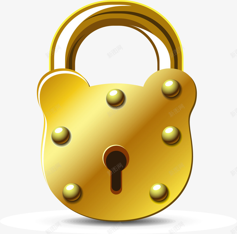 手绘金锁矢量图ai免抠素材_新图网 https://ixintu.com 安全 手绘 金锁 矢量图