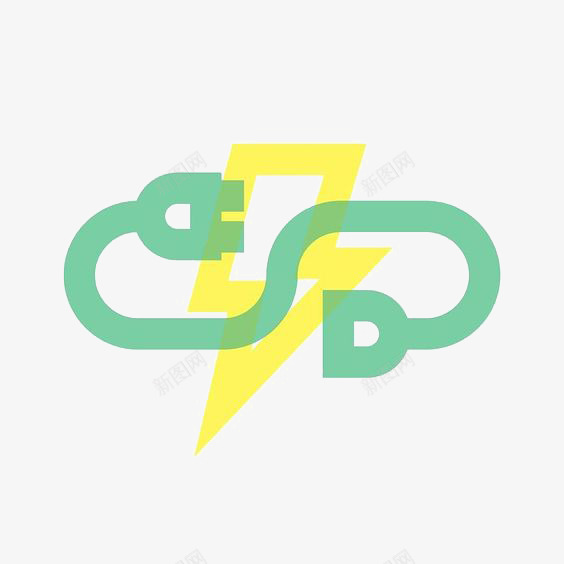 小心触电png免抠素材_新图网 https://ixintu.com PPT 免扣PNG 创意 扁平化 绿色插头 设计感 黄色闪电