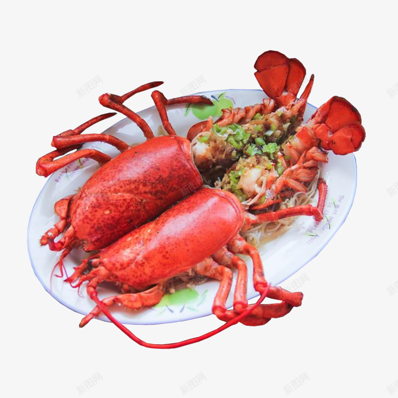 蒜蓉龙虾粉丝psd免抠素材_新图网 https://ixintu.com 两只 大龙虾 小葱 海鲜 红色 蒜蓉粉丝 蒜蓉龙虾 食物