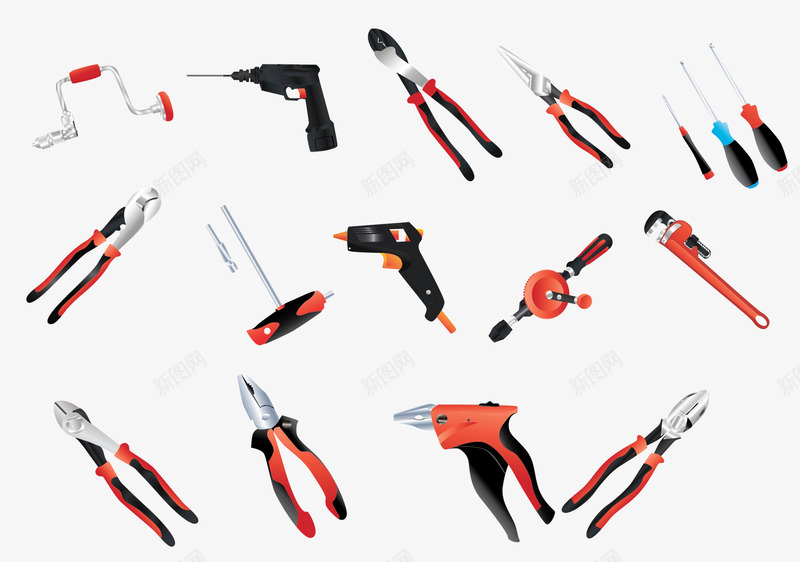 一套红色的工具png免抠素材_新图网 https://ixintu.com 一套工具 工具 红色 装修工具