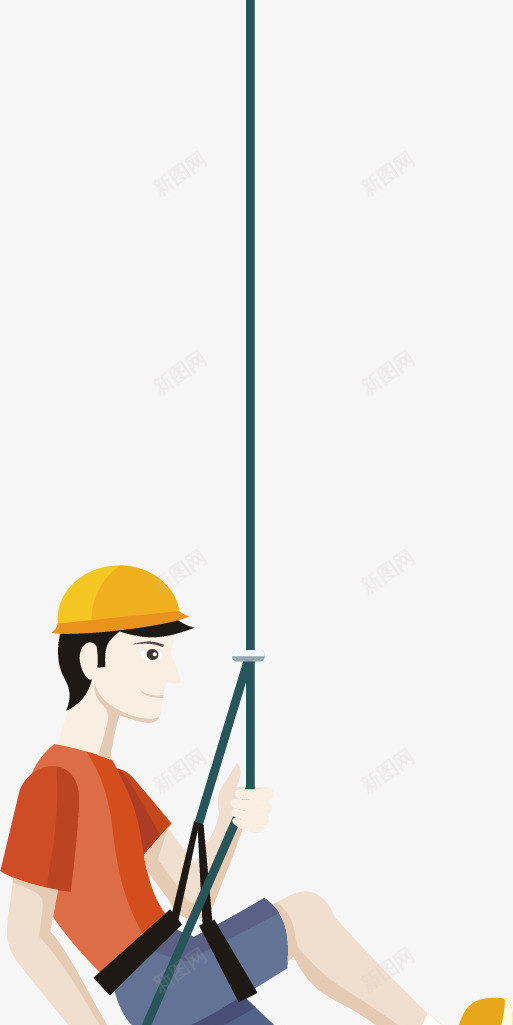 工作中的工人矢量图ai免抠素材_新图网 https://ixintu.com 农民工 安全帽 红色上衣 细线 高危工作 矢量图