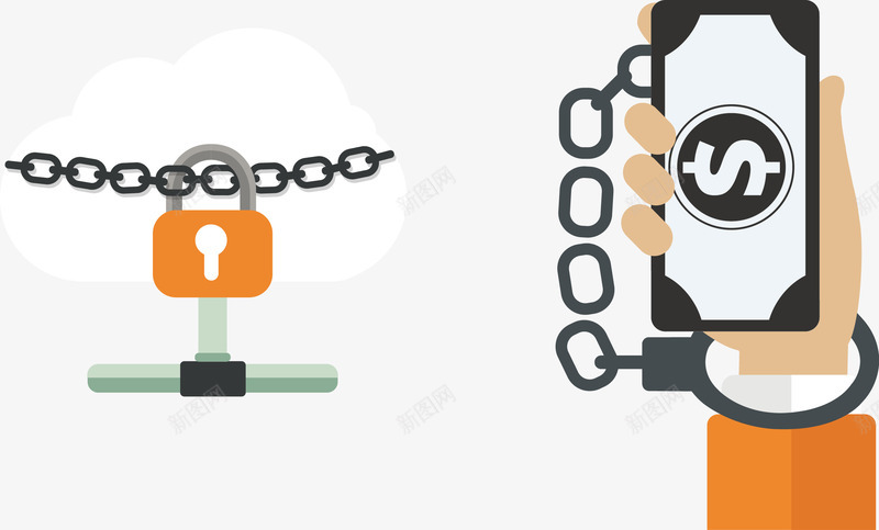 手绘财产安全矢量图ai免抠素材_新图网 https://ixintu.com 手绘 财产安全 链条 锁 矢量图