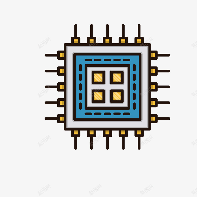 密集卡通电子图标png_新图网 https://ixintu.com 图标 密集 方形 核心 电动 电子 科学技术 科技 线路
