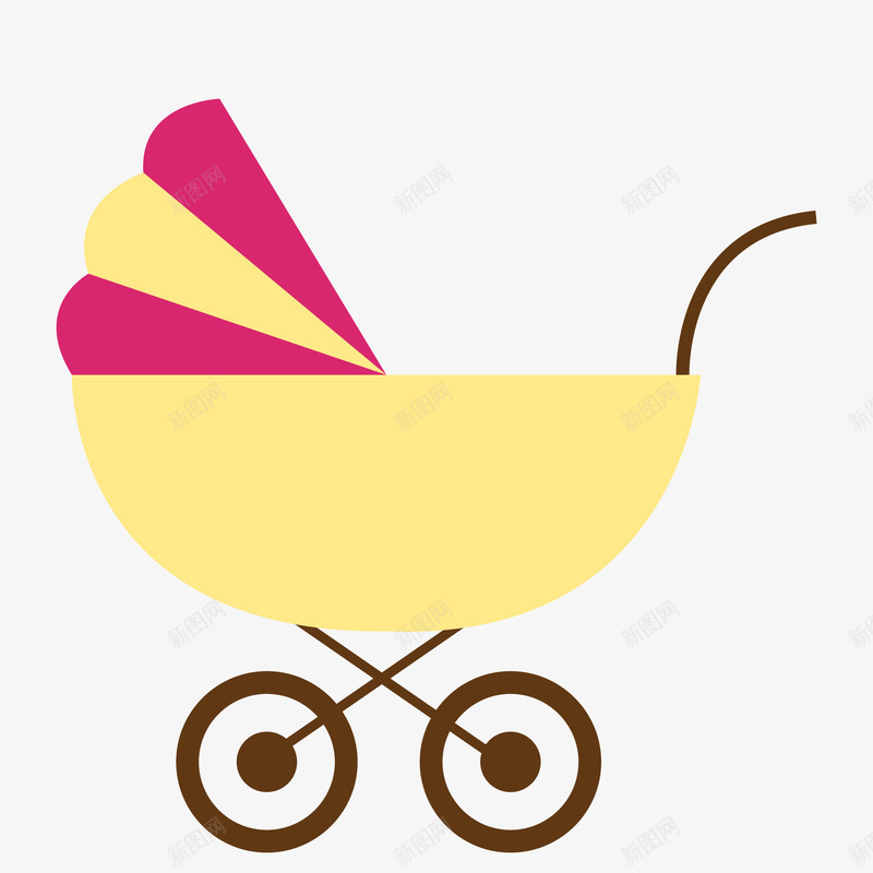 扁平化婴儿车矢量图ai免抠素材_新图网 https://ixintu.com 婴儿 婴儿车 扁平化 标签设计 母婴用品 矢量图