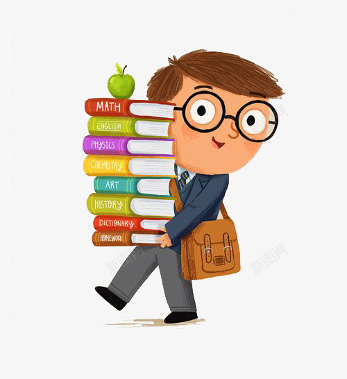 小男孩png免抠素材_新图网 https://ixintu.com 上学 卡通 小男孩 开学季 搬书