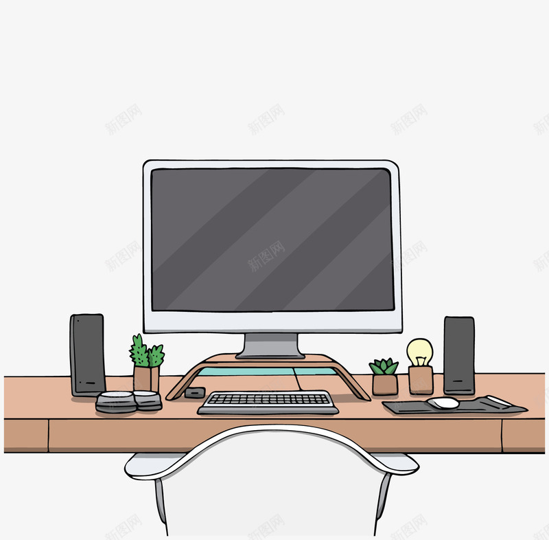 卡通办公桌上的电脑矢量图ai免抠素材_新图网 https://ixintu.com 办公桌 卡通电脑 台式电脑 桌面电脑 电脑 矢量png 矢量图