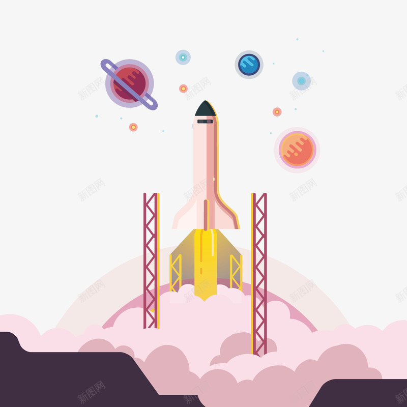 航天科技png免抠素材_新图网 https://ixintu.com 卡通宇航员与火箭 太空 太空飞船 宇宙 宇宙飞船 扁平化 星球 航天员 航天科技