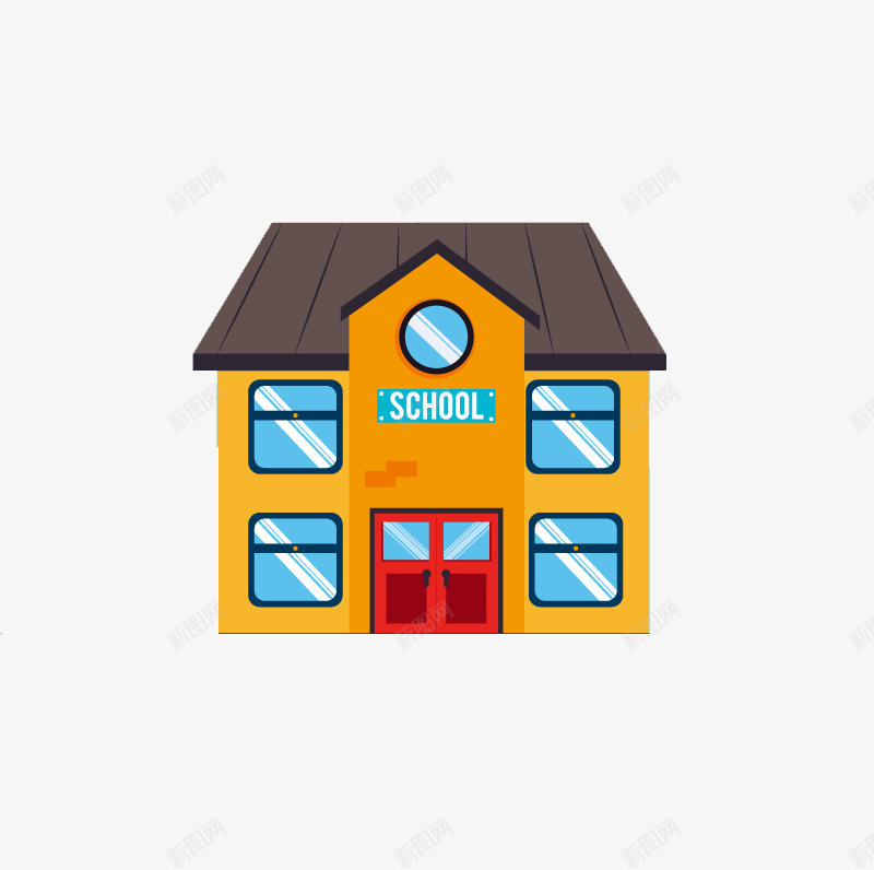 卡通教学楼png免抠素材_新图网 https://ixintu.com 卡通图 教学楼 校园 楼房