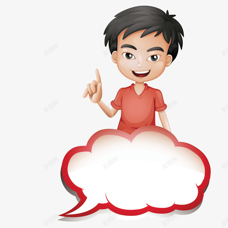 帅气男孩和对话框png免抠素材_新图网 https://ixintu.com 人物 卡通 对话框 帅气的 男孩 短发 短袖