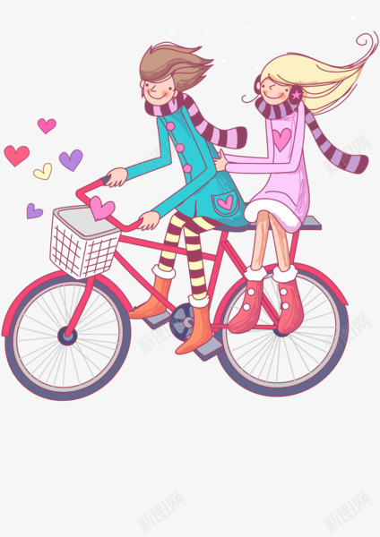 骑自行车情侣png免抠素材_新图网 https://ixintu.com 情人节 情侣 爱情 自行车