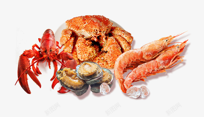 海鲜psd免抠素材_新图网 https://ixintu.com 大闸蟹 海鲜 美食 食品 食物 鲍鱼 龙虾