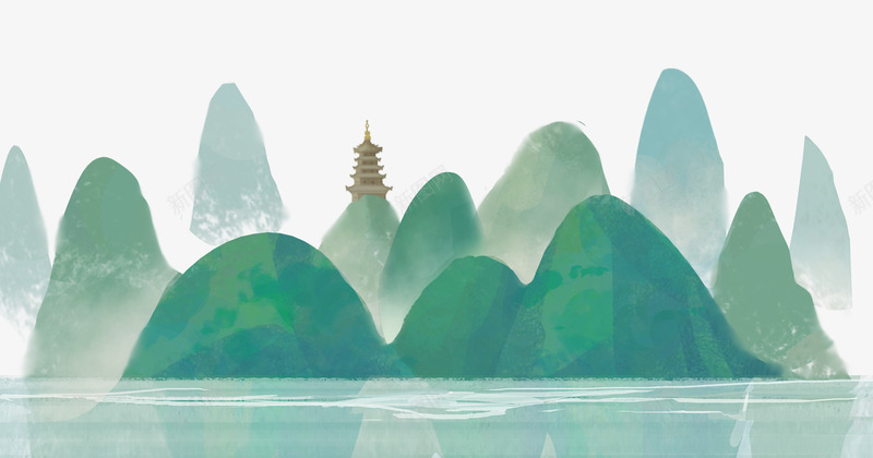 水墨水彩晕染装饰插画远山湖水与png免抠素材_新图网 https://ixintu.com 古塔 晕染 水墨 水墨山云 水墨水彩晕染装饰插画远山湖水与古塔免费下载 水彩 湖水 装饰插画 远山 风景图画 风景画