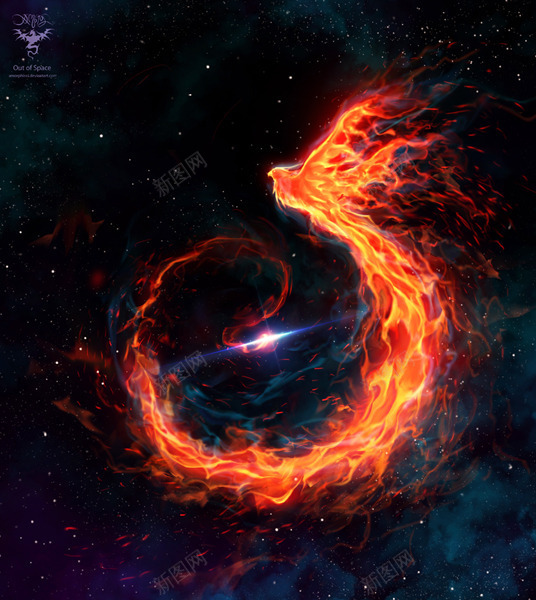 宇宙中的火焰凤凰手绘png免抠素材_新图网 https://ixintu.com 凤凰 凤凰手绘 宇宙 火焰 火焰喷射