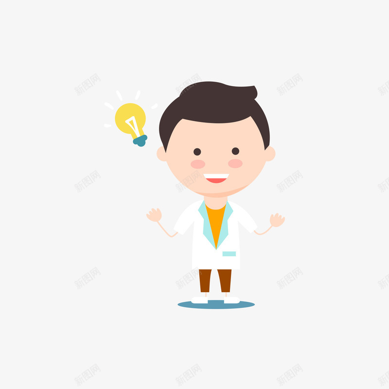男科学家和电灯泡png免抠素材_新图网 https://ixintu.com 电灯泡 男 白色 矢量科学家 科学家 黄色