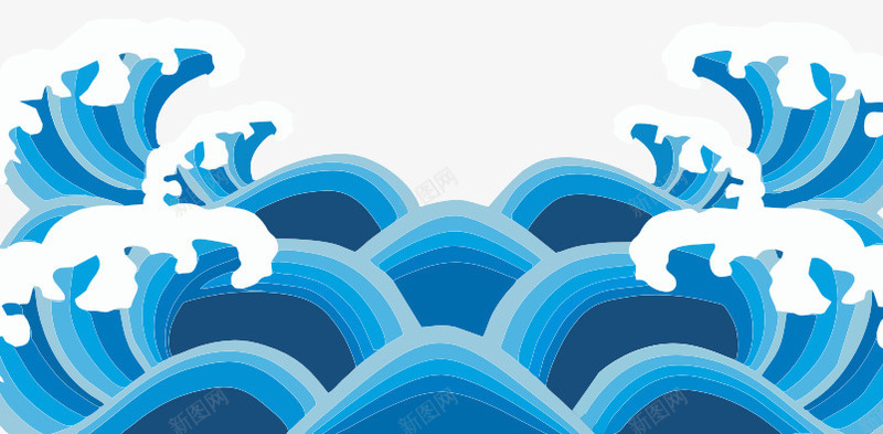 蓝色海浪花纹传统花纹中国风矢量图ai免抠素材_新图网 https://ixintu.com 头狼 浪花 海浪形状 狼 矢量图 翻腾的海浪 花纹 蓝色海浪