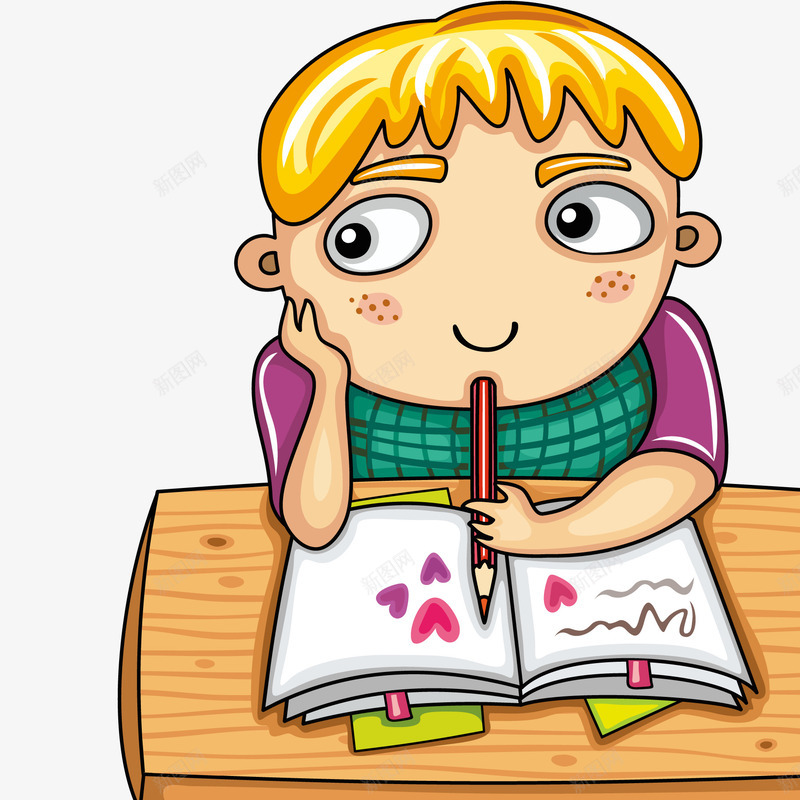 卡通思考问题的孩子矢量图ai免抠素材_新图网 https://ixintu.com 人物设计 学生 孩子 小学生 开学啦 矢量图