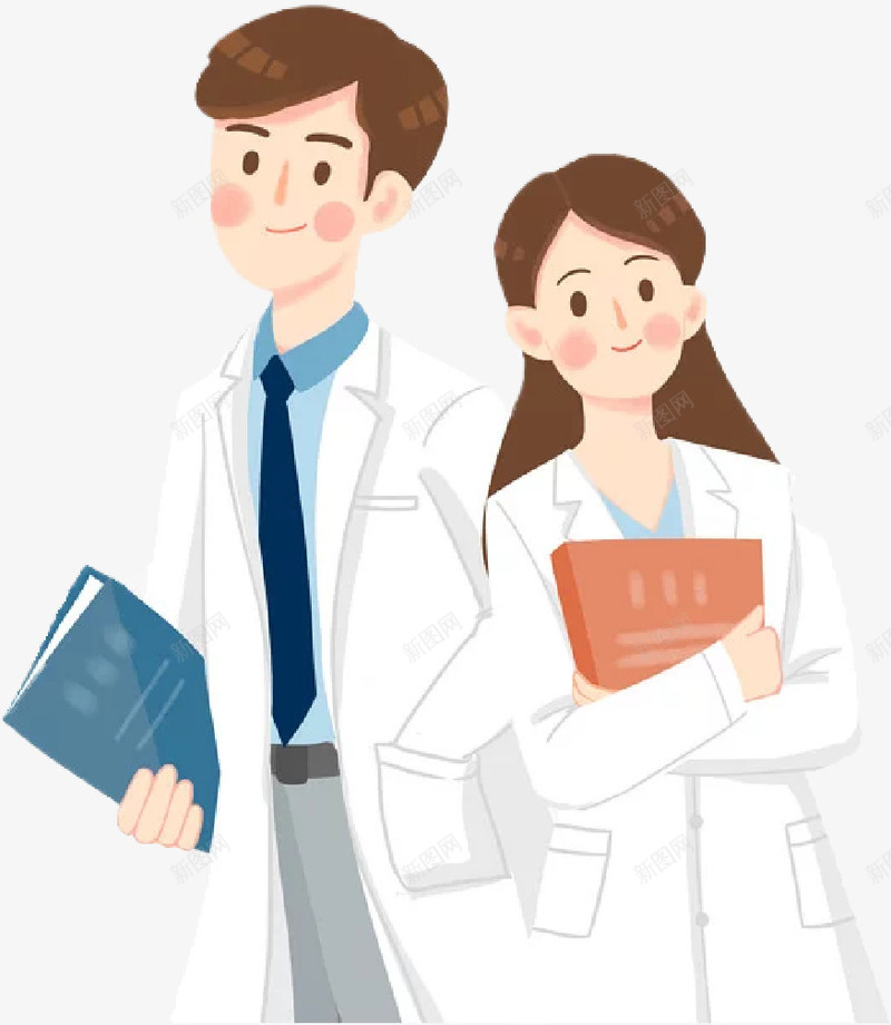 手绘男女医生png免抠素材_新图网 https://ixintu.com 劳动节 医生 手绘 节日
