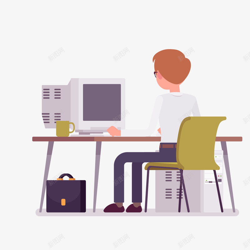 手绘认真上班矢量图eps免抠素材_新图网 https://ixintu.com png免抠图 上班 主机 公文包 办公 卡通 手绘 电脑 矢量图
