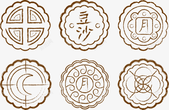 月饼线稿元素png免抠素材_新图网 https://ixintu.com 中秋 月饼 线稿 豆沙